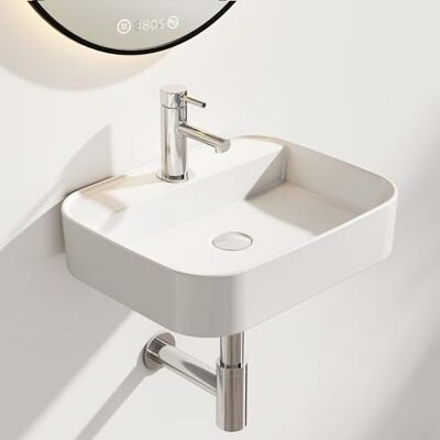 EMKE Lavabo – Lavabo sospeso per bagno & WC ospiti – 50 × 40 × 11 cm Lavabo in ceramica di alta qualità – Lavabo quadrato – Bianco EMKE Lavabo – Lavabo sospeso per bagno & WC ospiti – 50 × 40 × 11 cm Lavabo in ceramica di alta qualità – Lavabo quadrato – Bianco