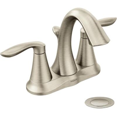 Moen EVA two-handle Centerset lavabo con sifone, scarico, nichel spazzolato Moen EVA two-handle Centerset lavabo con sifone, scarico, nichel spazzolato