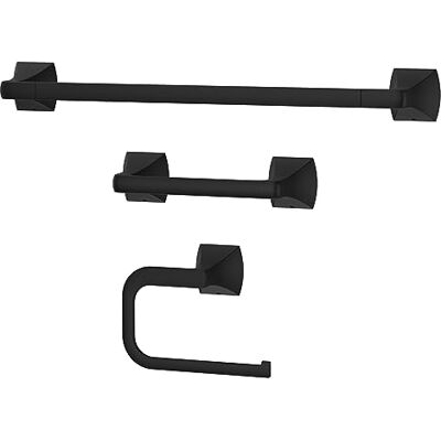 PFISTER Bruxie Set di accessori da bagno con portasciugamani, anello porta asciugamani e porta carta igienica, montaggio a parete, finitura nera opaca, 3 pezzi PFISTER Bruxie Set di accessori da bagno con portasciugamani, anello porta asciugamani e porta carta igienica, montaggio a parete, finitura nera opaca, 3 pezzi
