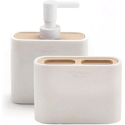 Set Melbourne con dispenser di sapone e porta spazzolino - Accessori bagno Set Melbourne con dispenser di sapone e porta spazzolino - Accessori bagno