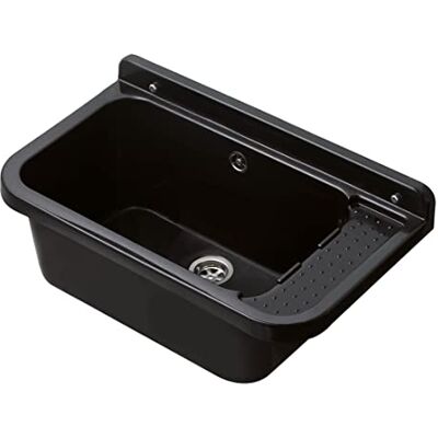 Negrari Lavandino-Pilozzo a Muro in Resina, Resistente agli acidi, Ideale per luoghi umidi, Esterno, L60 x P34 H21, Nero Glitterato Negrari Lavandino-Pilozzo a Muro in Resina, Resistente agli acidi, Ideale per luoghi umidi, Esterno, L60 x P34 H21, Nero Glitterato