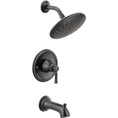 Moen Dartmoor Rubinetto per vasca da bagno con soffione a pioggia senza valvola, colore: nero opaco Moen Dartmoor Rubinetto per vasca da bagno con soffione a pioggia senza valvola, colore: nero opaco