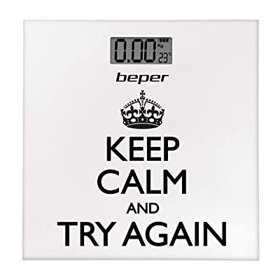 BEPER Bilancia Pesapersone Keep Calm, Bilancia Digitale, Ultrasottile, Batteria inclusa, Bianca BEPER Bilancia Pesapersone Keep Calm, Bilancia Digitale, Ultrasottile, Batteria inclusa, Bianca