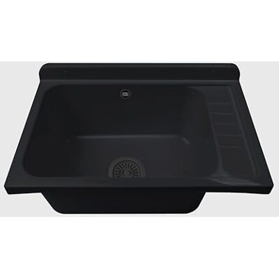 Negrari Pilozzo a Muro in PP con pilettone in metallo, Resistente agli agenti atmosferici, Kit di fissaggio e Kit di scarico inclusi, 58L x 38P x 21H cm, Nero Negrari Pilozzo a Muro in PP con pilettone in metallo, Resistente agli agenti atmosferici, Kit di fissaggio e Kit di scarico inclusi, 58L x 38P x 21H cm, Nero