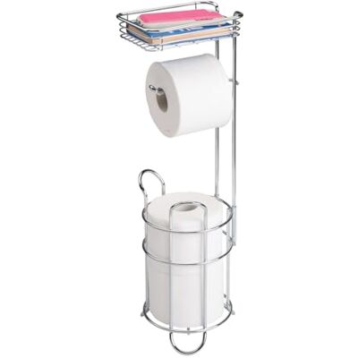 mDesign Porta carta igienica Elegante porta rotolo di carta igienica Porta rotolo di carta igienica con ripiano Pratico contenitore per bagno Argento mDesign Porta carta igienica Elegante porta rotolo di carta igienica Porta rotolo di carta igienica con ripiano Pratico contenitore per bagno Argento