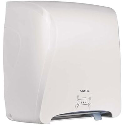 MAUL Dispenser di asciugamani di carta, 34,8 x 21,8 x 38,5 cm, dispenser per asciugamani di carta fino a 760 fogli, in plastica infrangibile, ideale per il bagno, con materiale di montaggio, bianco MAUL Dispenser di asciugamani di carta, 34,8 x 21,8 x 38,5 cm, dispenser per asciugamani di carta fino a 760 fogli, in plastica infrangibile, ideale per il bagno, con materiale di montaggio, bianco