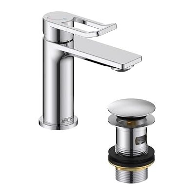 Bristan Saffron Eco Start Miscelatore per lavabo piccolo, con scarico clicker, rubinetto da bagno, finitura cromata Bristan Saffron Eco Start Miscelatore per lavabo piccolo, con scarico clicker, rubinetto da bagno, finitura cromata