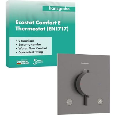 Hansgrohe Ecostat Comfort E Termostato - SafetyStop - Risparmio acqua - 2 funzioni - Ultra sottile - 33716340 Hansgrohe Ecostat Comfort E Termostato - SafetyStop - Risparmio acqua - 2 funzioni - Ultra sottile - 33716340
