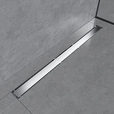 EMKE Canalina per doccia in acciaio inox, 100 cm, sifone con filtro antiodore/filtro per capelli, 2 – 1, design a fila laterale, scarico doccia per bagno EMKE Canalina per doccia in acciaio inox, 100 cm, sifone con filtro antiodore/filtro per capelli, 2 – 1, design a fila laterale, scarico doccia per bagno