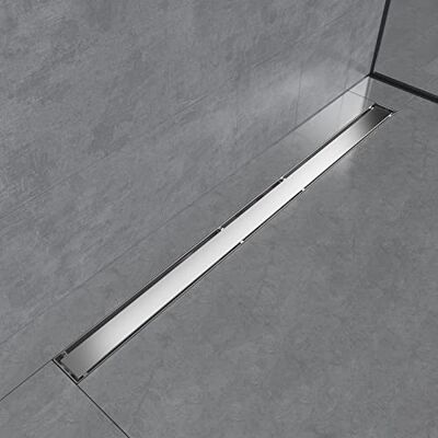 EMKE Canalina per doccia in acciaio inox, 110 cm, sifone con filtro antiodore/filtro per capelli, 2 – 1, design a fila laterale, scarico doccia per bagno EMKE Canalina per doccia in acciaio inox, 110 cm, sifone con filtro antiodore/filtro per capelli, 2 – 1, design a fila laterale, scarico doccia per bagno