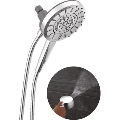 DELTA In2ition Soffione doccia doppio 2 in 1 a 5 impostazioni con doccetta ProClean ad alta pressione portatile, soffione cromato rimovibile con tubo, portata 1,75 GPM, cromato DELTA In2ition Soffione doccia doppio 2 in 1 a 5 impostazioni con doccetta ProClean ad alta pressione portatile, soffione cromato rimovibile con tubo, portata 1,75 GPM, cromato