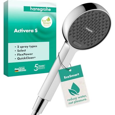 Hansgrohe Activera Select S Doccetta per doccia a risparmio idrico 8 l/min (EcoSmart), Doccino con 2 getti, Soffione doccia rotondo con funzione anticalcare, cromo, Hansgrohe Activera Select S Doccetta per doccia a risparmio idrico 8 l/min (EcoSmart), Doccino con 2 getti, Soffione doccia rotondo con funzione anticalcare, cromo,
