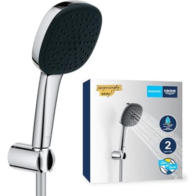 Grohe Vitalio Comfort 110 Set Supporto a Muro (2 getti Rain e Jet, supporto fisso, flessibile, SpeedClean anticalcare), Cromo, Grohe Vitalio Comfort 110 Set Supporto a Muro (2 getti Rain e Jet, supporto fisso, flessibile, SpeedClean anticalcare), Cromo,