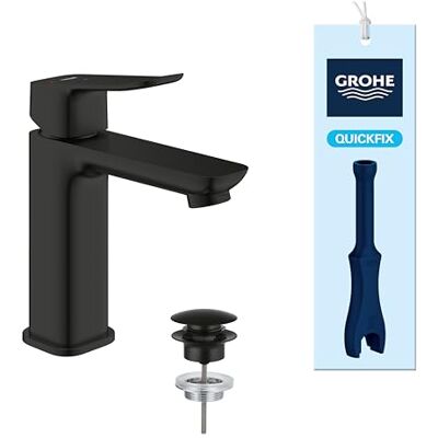 Grohe Dice Rubinetto miscelatore per lavabo con piletta push-open (M-Size 172 mm, cartuccia ceramica 28 mm, risparmio idrico ed energetico, facile da installare), nero opaco, Grohe Dice Rubinetto miscelatore per lavabo con piletta push-open (M-Size 172 mm, cartuccia ceramica 28 mm, risparmio idrico ed energetico, facile da installare), nero opaco,