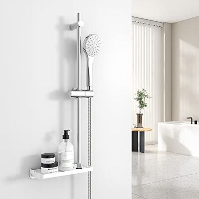 EMKE Set di aste per doccia con doccetta, sistema doccia con asta doccia, 70 cm, con portasapone e tubo doccia da 1,5 m, set doccia per bagno cromato EMKE Set di aste per doccia con doccetta, sistema doccia con asta doccia, 70 cm, con portasapone e tubo doccia da 1,5 m, set doccia per bagno cromato