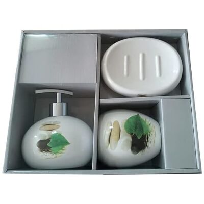 Set di accessori bagno MSV Java Lingga - Ceramica Bianca Set di accessori bagno MSV Java Lingga - Ceramica Bianca