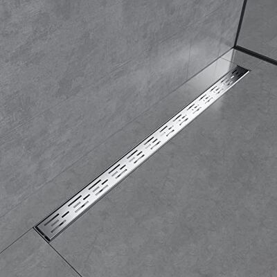 EMKE Canalina per doccia in acciaio inox, 110 cm, sifone con filtro antiodore/filtro per capelli, design a fila laterale, scarico doccia, scarico doccia per bagno EMKE Canalina per doccia in acciaio inox, 110 cm, sifone con filtro antiodore/filtro per capelli, design a fila laterale, scarico doccia, scarico doccia per bagno