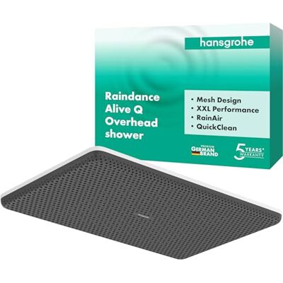Hansgrohe Raindance Alive Q Soffione doccia, Doccia a pioggia (210 x 340 mm) con1 getto (PowderRain) per montaggio a parete/soffitto, con funzione anticalcare, bianco opaco, Hansgrohe Raindance Alive Q Soffione doccia, Doccia a pioggia (210 x 340 mm) con1 getto (PowderRain) per montaggio a parete/soffitto, con funzione anticalcare, bianco opaco,