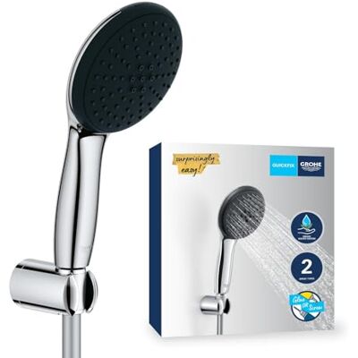 Grohe Vitalio Start 110 Set Supporto a Muro (2 getti Rain e Jet, supporto a parete, flessibile, SpeedClean anticalcare), Cromo, Grohe Vitalio Start 110 Set Supporto a Muro (2 getti Rain e Jet, supporto a parete, flessibile, SpeedClean anticalcare), Cromo,