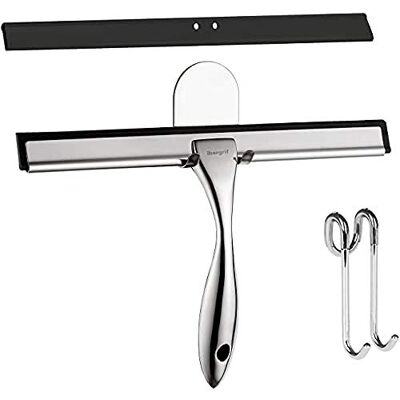 Ibergrif Tergivetro da Bagno, Tergicristallo per Doccia, Senza Perforazione, Lavavetri Spazzola con Gancio, Tira Vetri, Acciaio, Cromo Ibergrif Tergivetro da Bagno, Tergicristallo per Doccia, Senza Perforazione, Lavavetri Spazzola con Gancio, Tira Vetri, Acciaio, Cromo