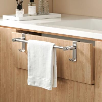 EMKE Portasciugamani telescopico allungabile, senza foratura, SUS201, in acciaio inox con gancio, per termosifoni da bagno, cucina e bagno, 44~63 x 10 x 10 cm, cromato EMKE Portasciugamani telescopico allungabile, senza foratura, SUS201, in acciaio inox con gancio, per termosifoni da bagno, cucina e bagno, 44~63 x 10 x 10 cm, cromato