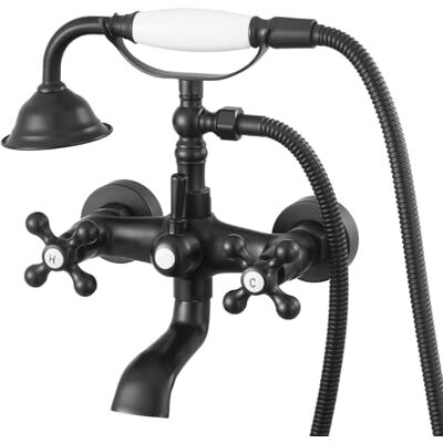 VEVOR Rubinetto per Vasca da Bagno, con Piedini a Zampa di Leone, Montaggio a Parete con Doccetta, con Bracci Girevoli Regolabili e Beccuccio Girevole, Set di Riempimento, Nero Opaco VEVOR Rubinetto per Vasca da Bagno, con Piedini a Zampa di Leone, Montaggio a Parete con Doccetta, con Bracci Girevoli Regolabili e Beccuccio Girevole, Set di Riempimento, Nero Opaco