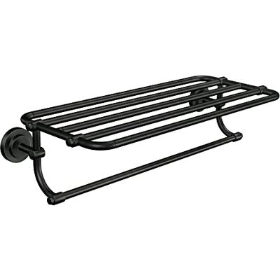 Moen Iso Collection Mensola da bagno da 61 cm, con barra porta asciugamani, colore: nero opaco Moen Iso Collection Mensola da bagno da 61 cm, con barra porta asciugamani, colore: nero opaco