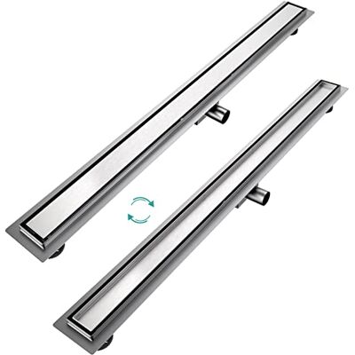EMKE Canalina per doccia, 110 cm, in acciaio inox, piastrellabile, set completo di scarico per doccia, sifone con antiodore e filtro per capelli, scarico doccia, doppio lato per bagno EMKE Canalina per doccia, 110 cm, in acciaio inox, piastrellabile, set completo di scarico per doccia, sifone con antiodore e filtro per capelli, scarico doccia, doppio lato per bagno
