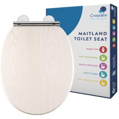 Sedile wc Croydex WL605122H - Effetto Rovere Bianco Sedile wc Croydex WL605122H - Effetto Rovere Bianco