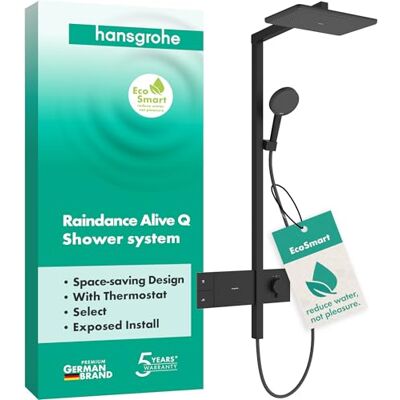Sistema doccia Hansgrohe Raindance Alive Q - Rain, EcoSmart, Nero Sistema doccia Hansgrohe Raindance Alive Q - Rain, EcoSmart, Nero