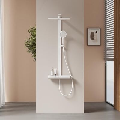 EMKE Sistema doccia con termostato, set doccia a pioggia da 36 x 24 cm, doccia a pioggia con termostato, doccetta a mano con 4 livelli di getto, doccia a pioggia con ripiano in vetro, certificato KTW EMKE Sistema doccia con termostato, set doccia a pioggia da 36 x 24 cm, doccia a pioggia con termostato, doccetta a mano con 4 livelli di getto, doccia a pioggia con ripiano in vetro, certificato KTW
