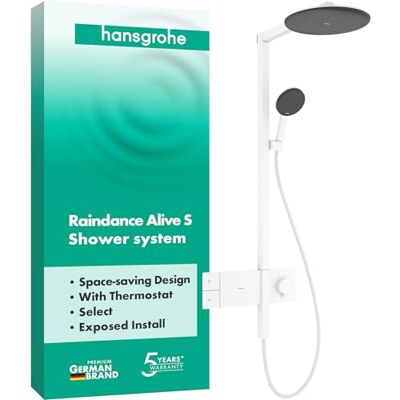 Sistema Doccia Hansgrohe Raindance Alive S - Termostato, Testa 300mm, Bianco Sistema Doccia Hansgrohe Raindance Alive S - Termostato, Testa 300mm, Bianco