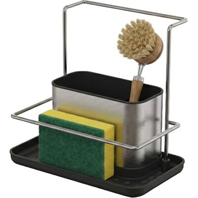 Relaxdays Organizer lavello set cucina, vaschetta raccogliacqua e portaspugna, 19x21x12 cm, inox Relaxdays Organizer lavello set cucina, vaschetta raccogliacqua e portaspugna, 19x21x12 cm, inox