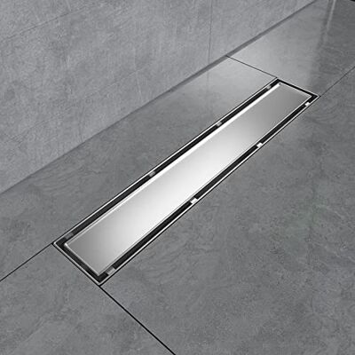 EMKE Canalina per doccia in acciaio inox, 40 cm, sifone con filtro antiodore/filtro per capelli, 2 – 1, design a fila laterali, scarico doccia per bagno EMKE Canalina per doccia in acciaio inox, 40 cm, sifone con filtro antiodore/filtro per capelli, 2 – 1, design a fila laterali, scarico doccia per bagno