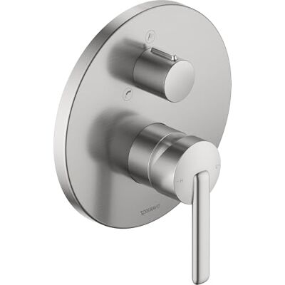 Duravit Balcoon Rubinetto per vasca da bagno, per 2 consumatori con valvola di commutazione, termostato per vasca con sistema di miscelazione in ceramica, acciaio inox spazzolato Duravit Balcoon Rubinetto per vasca da bagno, per 2 consumatori con valvola di commutazione, termostato per vasca con sistema di miscelazione in ceramica, acciaio inox spazzolato