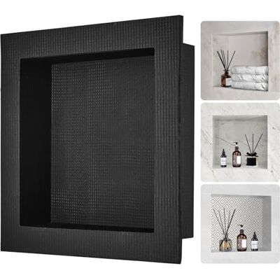 VEVOR Nicchia da Incasso per Bagno Doccia Quadrata 10 x 40,64 x 40,64cm, Nicchia Doccia da Parete in Plastica XPS Impermeabile, Nicchia da Incasso a Parete per Sapone da Bagno con Mensola Colore Nero VEVOR Nicchia da Incasso per Bagno Doccia Quadrata 10 x 40,64 x 40,64cm, Nicchia Doccia da Parete in Plastica XPS Impermeabile, Nicchia da Incasso a Parete per Sapone da Bagno con Mensola Colore Nero