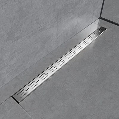 EMKE Canalina per doccia in acciaio inox, 100 cm, sifone con filtro antiodoro/filtro per capelli, scarico laterale per doccia, scarico doccia per bagno EMKE Canalina per doccia in acciaio inox, 100 cm, sifone con filtro antiodoro/filtro per capelli, scarico laterale per doccia, scarico doccia per bagno