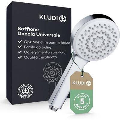 Kludi -X1 Soffione e doccia universale a risparmio idrico, doccino facile da pulire Ø 10,7 cm Kludi -X1 Soffione e doccia universale a risparmio idrico, doccino facile da pulire Ø 10,7 cm