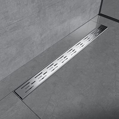 EMKE Canalina per doccia in acciaio inox, 80 cm, sifone con filtro antiodore/filtro per capelli, design a fila laterale, scarico doccia, scarico doccia per bagno EMKE Canalina per doccia in acciaio inox, 80 cm, sifone con filtro antiodore/filtro per capelli, design a fila laterale, scarico doccia, scarico doccia per bagno