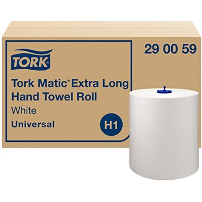 Tork Matic Asciugamani universali di carta per dispenser di asciugamani a rotolo, 1 strato, bianco, 6 rotoli x 280 m Tork Matic Asciugamani universali di carta per dispenser di asciugamani a rotolo, 1 strato, bianco, 6 rotoli x 280 m