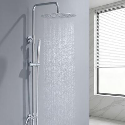 Auralum Colonna Doccia senza Miscelatore, Colonna Doccia Acciaio Inox da Muro con Saliscendi Doccia Altezza Regolabile 72-110cm, Asta Doccia con Soffione Doccia 30cmx30cm e Doccetta per Vasca Bagno Auralum Colonna Doccia senza Miscelatore, Colonna Doccia Acciaio Inox da Muro con Saliscendi Doccia Altezza Regolabile 72-110cm, Asta Doccia con Soffione Doccia 30cmx30cm e Doccetta per Vasca Bagno