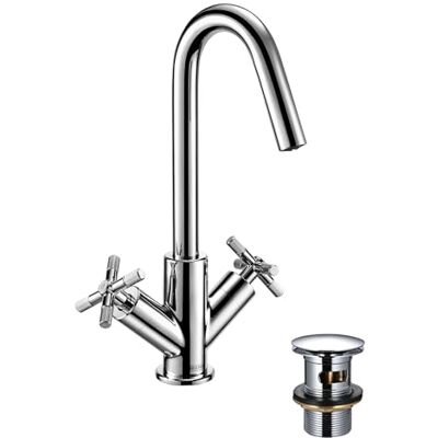 Bristan Cruzar Miscelatore per lavabo con scarico clicker, cartuccia in ceramica, rubinetto da bagno, finitura cromata Bristan Cruzar Miscelatore per lavabo con scarico clicker, cartuccia in ceramica, rubinetto da bagno, finitura cromata