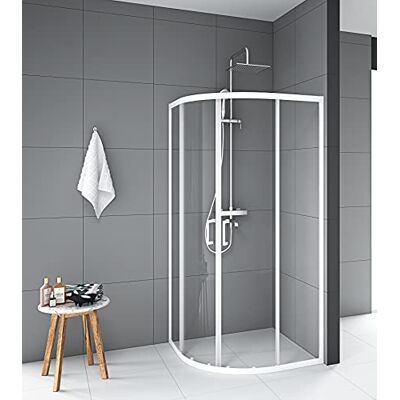 MARWELL White Factory Doccia rotonda in vetro, 90 x 90 x 200 cm, colore: Bianco opaco MARWELL White Factory Doccia rotonda in vetro, 90 x 90 x 200 cm, colore: Bianco opaco