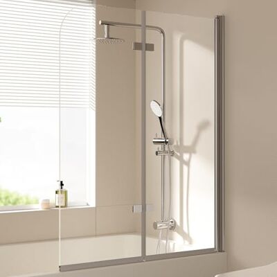 EMKE Vasca da bagno pieghevole per vasca da bagno, 110 x 140 cm, 2 pezzi, divisorio per doccia per vasca da bagno, 6 mm, vetro di sicurezza EMKE Vasca da bagno pieghevole per vasca da bagno, 110 x 140 cm, 2 pezzi, divisorio per doccia per vasca da bagno, 6 mm, vetro di sicurezza