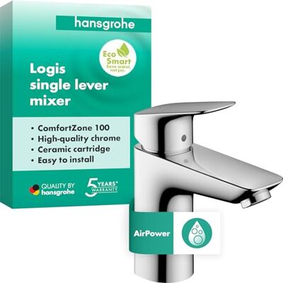 Hansgrohe Logis Rubinetto per lavabo, con beccuccio, altezza 100 mm, con asta di trazione, per il bagno, colore: Cromo Hansgrohe Logis Rubinetto per lavabo, con beccuccio, altezza 100 mm, con asta di trazione, per il bagno, colore: Cromo