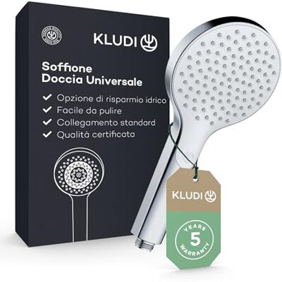 Kludi -X3 Soffione e doccia universale a risparmio idrico opzionale, doccino per doccia con 1 tipo di getto, easy-clean Ø 11,7 cm Kludi -X3 Soffione e doccia universale a risparmio idrico opzionale, doccino per doccia con 1 tipo di getto, easy-clean Ø 11,7 cm