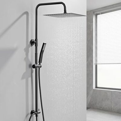 Auralum Colonna Doccia senza Miscelatore, Colonna Doccia Nera con Saliscendi Doccia Regolabile 72-110cm, Saliscendi Doccia Acciaio Inox con Soffione 30cm*30cm, Asta Doccia con Soffione e Doccetta Auralum Colonna Doccia senza Miscelatore, Colonna Doccia Nera con Saliscendi Doccia Regolabile 72-110cm, Saliscendi Doccia Acciaio Inox con Soffione 30cm*30cm, Asta Doccia con Soffione e Doccetta