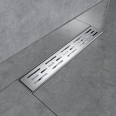 EMKE Canalina per doccia in acciaio inox, 40 cm, sifone con filtro antiodore/filtro per capelli, design a fila laterale, scarico doccia, scarico doccia per bagno EMKE Canalina per doccia in acciaio inox, 40 cm, sifone con filtro antiodore/filtro per capelli, design a fila laterale, scarico doccia, scarico doccia per bagno
