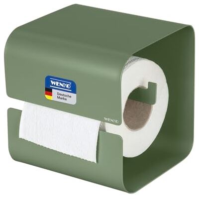 Wenko Turbo-Loc Portarotolo Mod Lizan, acciaio, adesivo, forte tenuta, montaggio a parete senza forare, porta carta igienica WC con copertura, portarotolo bagno e WC ospiti, verde opaco Wenko Turbo-Loc Portarotolo Mod Lizan, acciaio, adesivo, forte tenuta, montaggio a parete senza forare, porta carta igienica WC con copertura, portarotolo bagno e WC ospiti, verde opaco