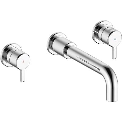 Bristan Altum Miscelatore a 3 fori per lavabo, montaggio a parete, con funzione di risparmio idrico, finitura cromata Bristan Altum Miscelatore a 3 fori per lavabo, montaggio a parete, con funzione di risparmio idrico, finitura cromata